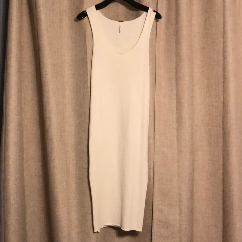 Free people ribbed white dress with side slits